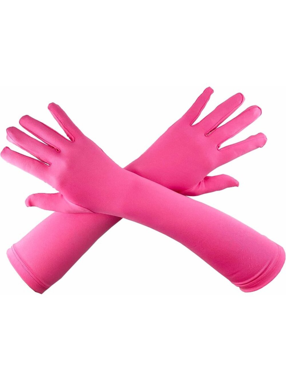 Men's And Women's Hot Pink 15'' Elbow Length 20s Stretchy Cosplay Costume Gloves